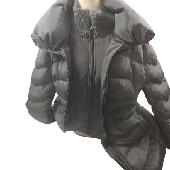 Jessica Simpson Womens Puffer Jacket With Ribbed Collar Size XL Gray - Picture 10 of 10
